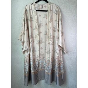 Victoria's Secret Kimono Robe Paisley Print‎ Lace Trim M/L